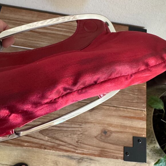 Y2K Express Design Studio Cherry Red Faux Leather Silver Frame Closure Clutch - Picture 13 of 13